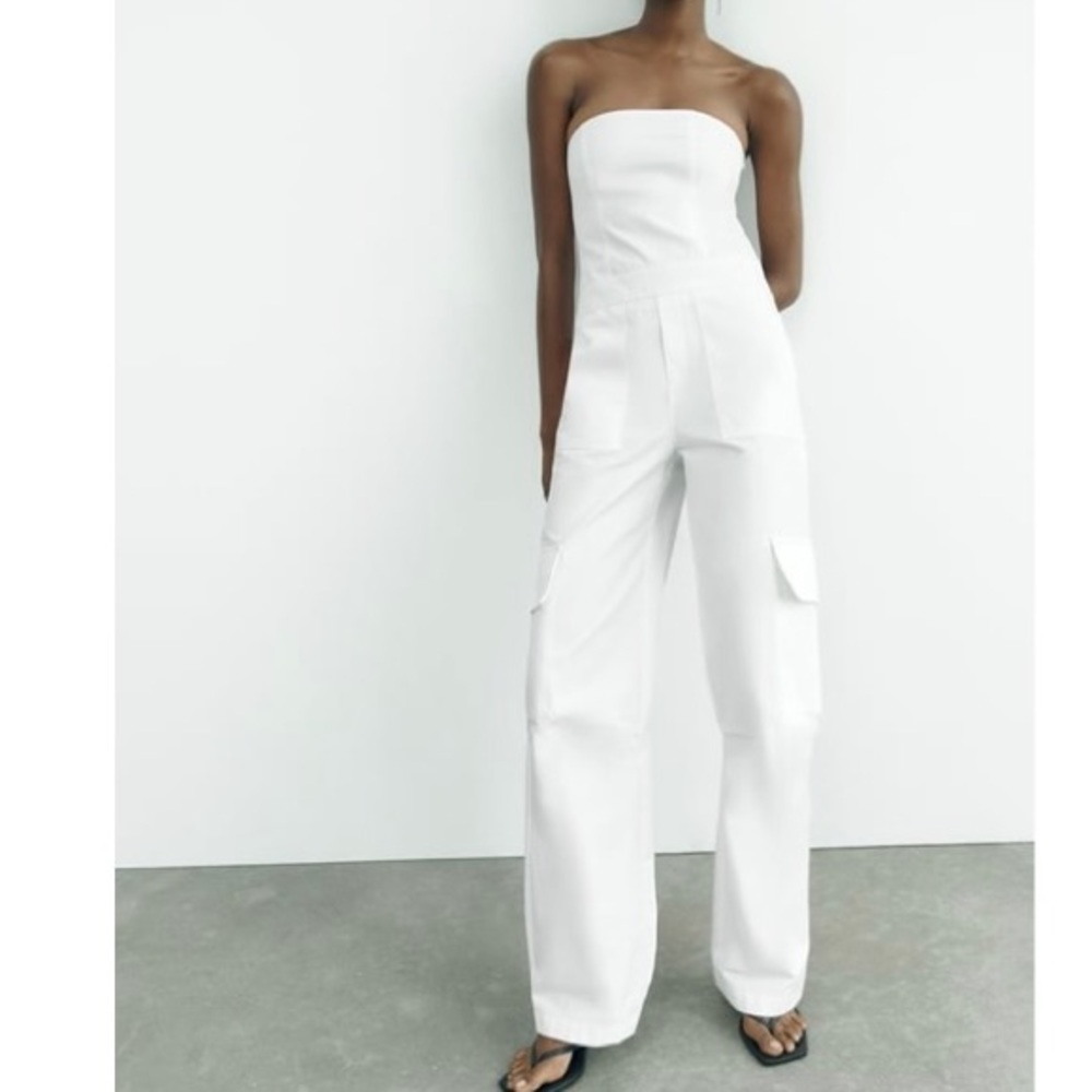 Zara LONG CARGO JUMPSUIT